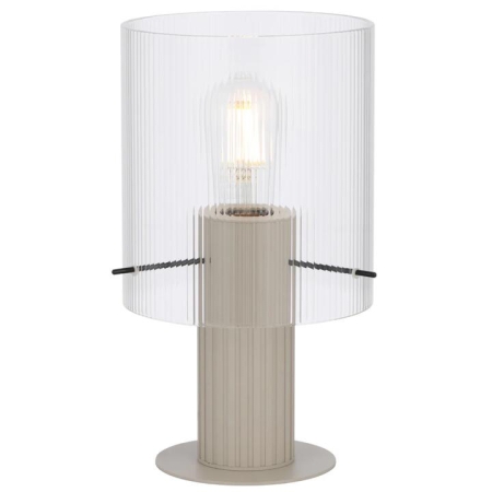 Mika Modern Table Desk Lamp Light Metal Glass Grey Clear Satin