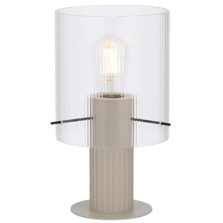 Mika Modern Table Desk Lamp Light Metal Glass Grey Clear Satin