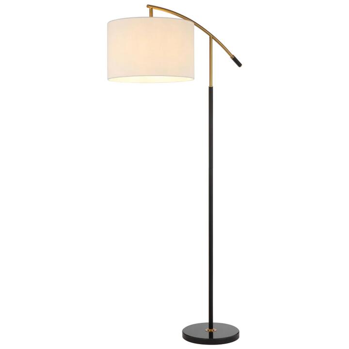 Cruz Modern Standing Floor Lamp Light Foot Switch Marble Metal Fabric Black Gold Ivory Satin