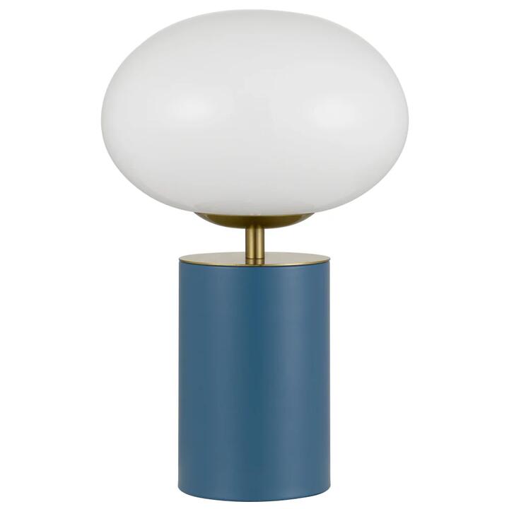 Notal Contemporary Table Desk Lamp Light Metal Glass Blue Satin