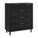 Design Square Sky Chest Of 5-Drawers Tallboy Storage Cabinet Black