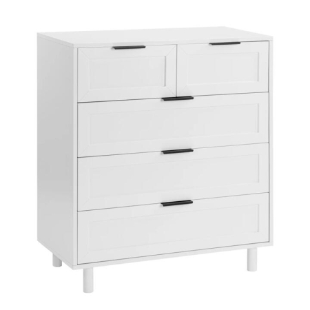 Design Square Sky Chest Of 5-Drawers Tallboy Storage Cabinet White