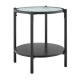 Design Square Hester Modern Round Side End Lamp Table 2-Tier Glass Top Black