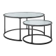 Design Square Hester Set Of 2 Nesting Round Tea Coffee Table Glass Top Black