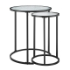 Design Square Hester Set Of 2 Round Side End Lamp Table Glass Top Black