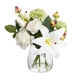 Glamorous Fusion Peony & White Lily 35cm Artificial Plant Flower Arrangement Decorative In Glass