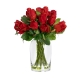Glamorous Fusion Red Rose 38cm Artificial Plant Flower Arrangement Decorative In Glass