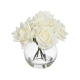 Glamorous Fusion Real Touch White Rose 21cm Artificial Plant Flower Arrangement Decorative In Fishbowl Vase