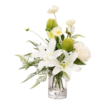 Glamorous Fusion White Liliy 48cm Mixed Artificial Plant Flower Arrangement Decorative