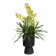 Glamorous Fusion Green Cymbidium 90cm Artificial Plant Flower Arrangement Decorative In Ripple Pot