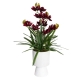 Glamorous Fusion Wine Cymbidium Artificial Plant Flower Arrangement Decorative In Ripple Pot