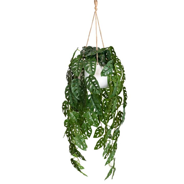 Glamorous Fusion Adason'S Monstera 113cm Artificial Plant Flower Arrangement Decorative In Hanging Planter