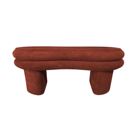 Maestro Furniture River Curved Moden Fabric Bench Seat Ottoman Red