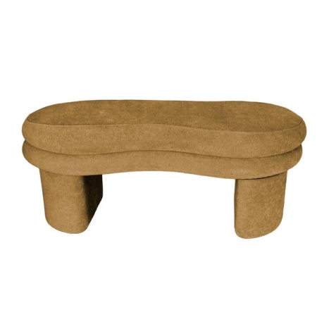 Maestro Furniture River Curved Moden Fabric Bench Seat Ottoman Yellow