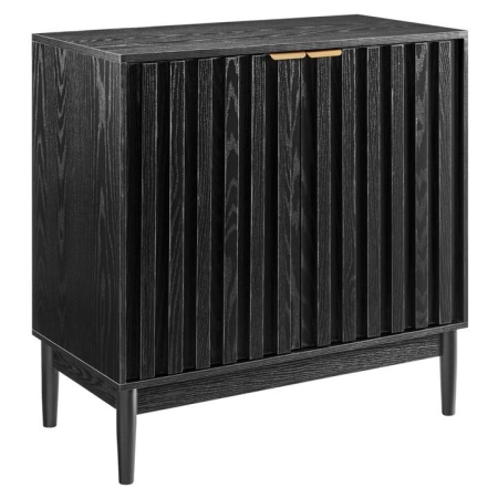 Maestro Furniture Nyx Nordic Ridge Fluted Sideboard Cupboard Storage Cabinet 2-Doors Black