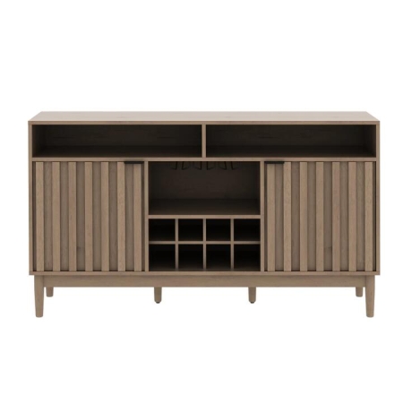 Maestro Furniture Asa Large Sideboard Buffet Unit Storage Cabinet Fluted 2-Doors Wine Rack Oak