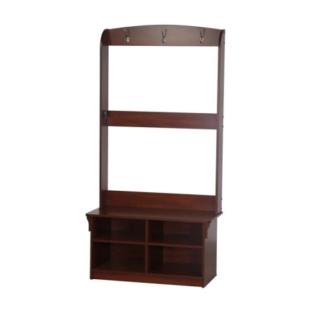 Maestro Furniture Crosley 4 Shelves Hall Tree Coat Rack Shoe Cabinet Apple Wood