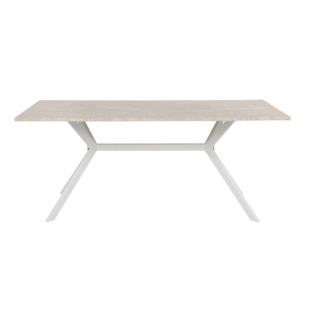 Design Square Kays Modern Rectangular Kitchen Dining Table 180cm Metal Frame Stone/White