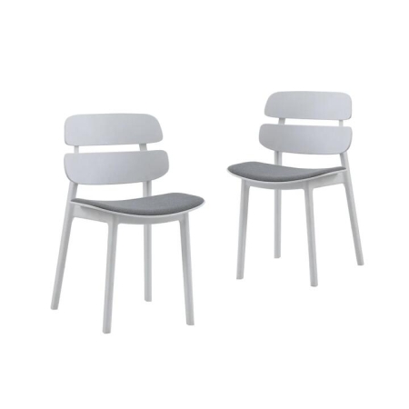 Design Square Set Of 2 Ofir PP Fabric Kitchen Dining Side Chairs White