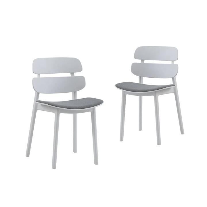 Design Square Set Of 2 Ofir PP Fabric Kitchen Dining Side Chairs White