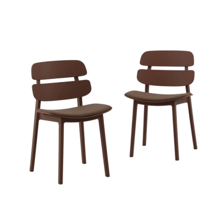 Design Square Set Of 2 Ofir PP Fabric Kitchen Dining Side Chairs Cinnamon