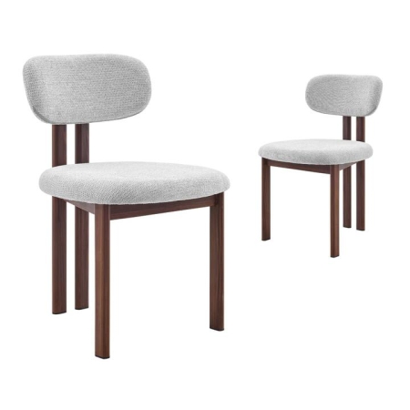 Design Square Set Of 2 Kamala Fabric Kitchen Dining Side Chair Grey/Walnut
