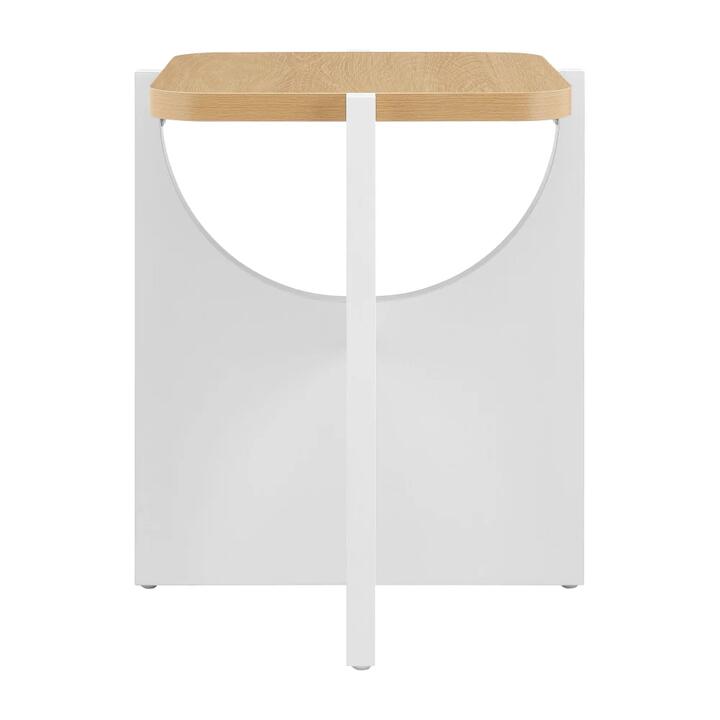 Design Square Aisling Wooden Round Side End Lamp Table White/Oak