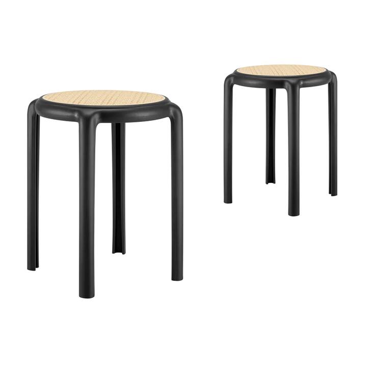 Design Square Set Of 2 Jiro Kitchen Round Low Stool Seat Chair 45cm Black