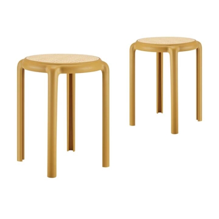 Design Square Set Of 2 Jiro Kitchen Round Low Stool Seat Chair 45cm Mustard