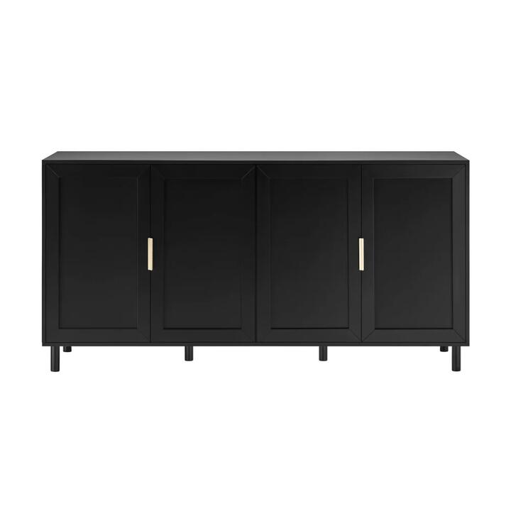 Design Square Sky Wooden Buffet Unit Sideboard Storage Cabinet 4-Doors Black