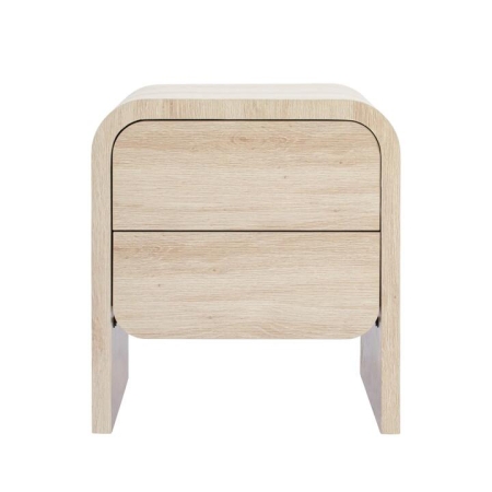 Design Square Hugh Modern Wooden Nightstand Bedside Table 2-Drawers Oak