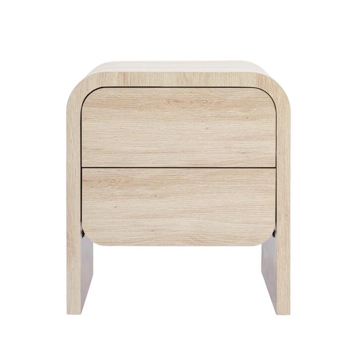 Design Square Hugh Modern Wooden Nightstand Bedside Table 2-Drawers Oak