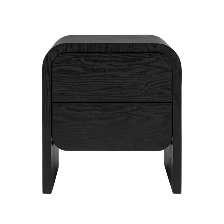 Design Square Hugh Modern Wooden Nightstand Bedside Table 2-Drawers Black