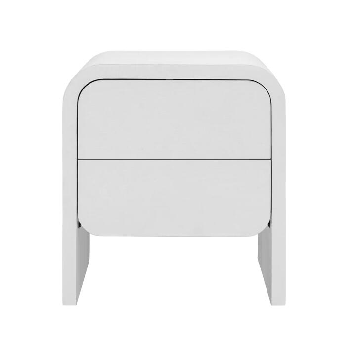 Design Square Hugh Modern Wooden Nightstand Bedside Table 2-Drawers White
