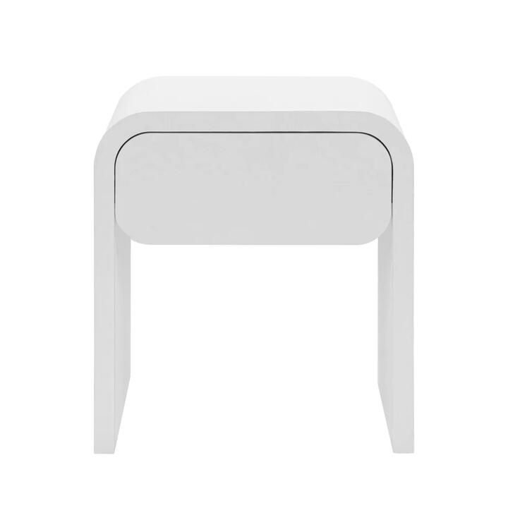 Design Square Hugh Modern Wooden End lamp Side Table 1-Drawers White