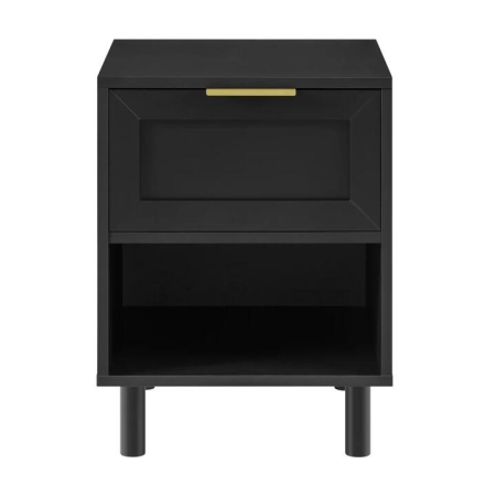 Design Square Sky Wooden Nightstand Bedside Table 1-Drawer Black