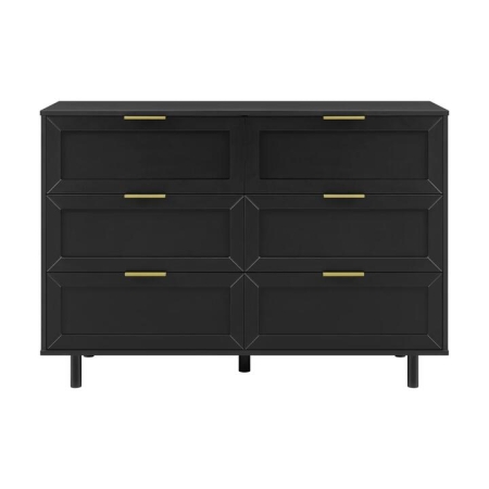 Design Square Sky Wooden Dresser Chest Of 6-Drawers Storage Cabinet Black