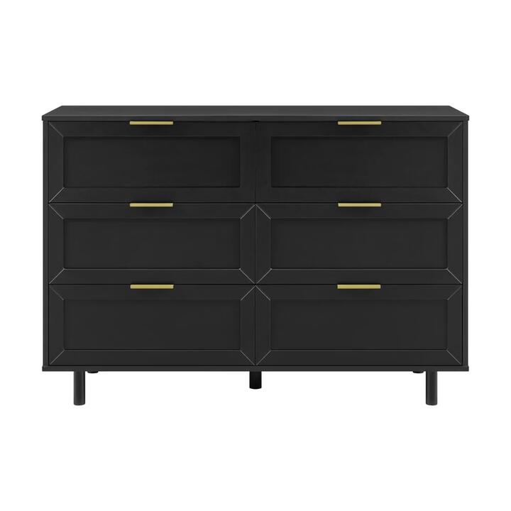 Design Square Sky Wooden Dresser Chest Of 6-Drawers Storage Cabinet Black
