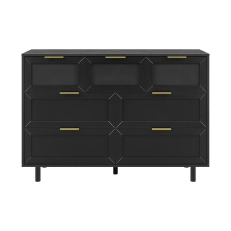Design Square Sky Wooden Dresser Chest Of 7-Drawers Storage Cabinet Black