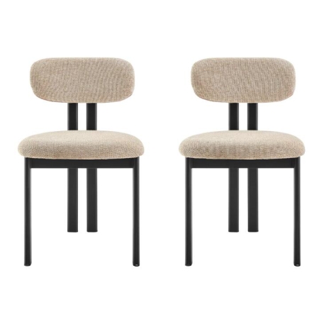 Design Square Set Of 2 Kamala Fabric Kitchen Dining Side Chair Beige/Black