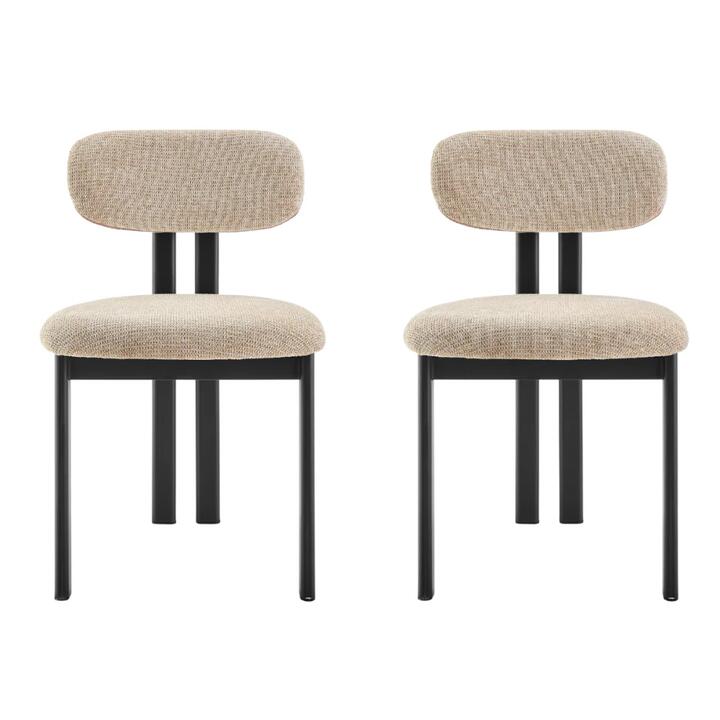 Design Square Set Of 2 Kamala Fabric Kitchen Dining Side Chair Beige/Black