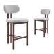 Design Square Set Of 2 Kamala Fabric Kitchen Counter Bar Stool 68cm Grey/Walnut