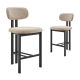 Design Square Set Of 2 Kamala Fabric Kitchen Counter Bar Stool 68cm Beige Black