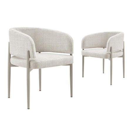 Design Square Set Of 2 Rocco Fabric Kitchen Dining ArmChairs Cream/Grey