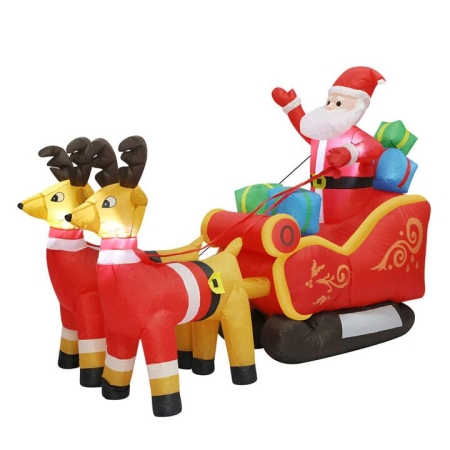 Santaco LED Inflatable Santa Sleigh Reindeer 2.2M