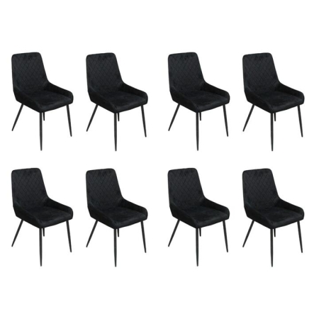 Dining Chairs x 8 Padded Seat Soft Velvet