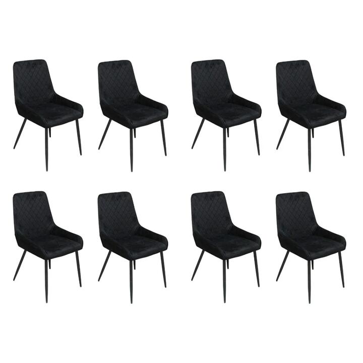Dining Chairs x 8 Padded Seat Soft Velvet