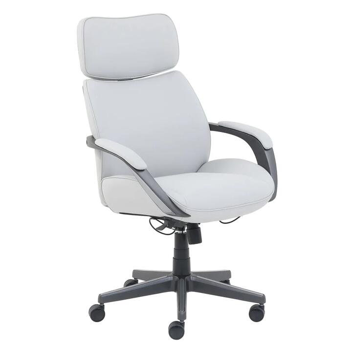 Maestro Furniture Luxo Ergonomic PU Leather Computer Study Home Office Excecutive Chair - Light Grey
