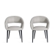 Raimon Furniture Set Of 2 Mogen Eco-Leather Kitchen Dining ArmChair Metal Frame Beige