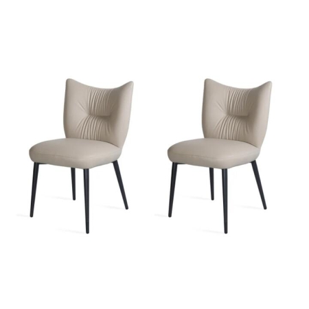 Raimon Furniture Set Of 2 Lindy Eco-Leather Kitchen Dining Side Chair Metal Frame Beige